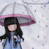 雨中的等待打伞卡通女生头像_www.qqtu8.net
